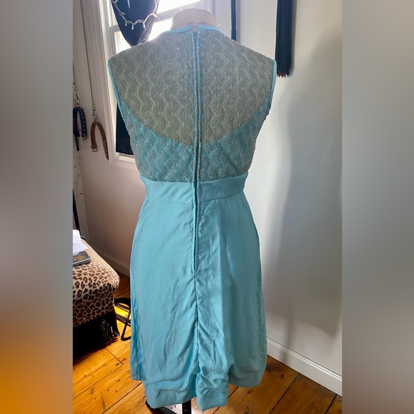 Vintage blue 60s Mod two piece dress suit with button up jacket S-M - Picture 5 of 10